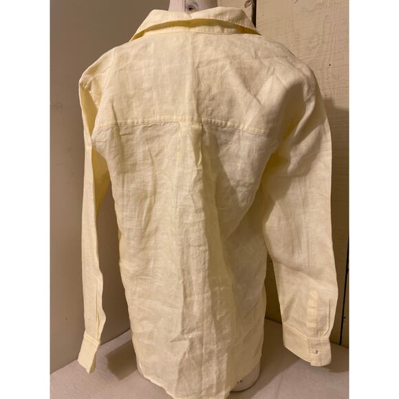Uniqlo Women's Size Large Linen Button Up Shirt‎ Blouse Yellow - Picture 2 of 7